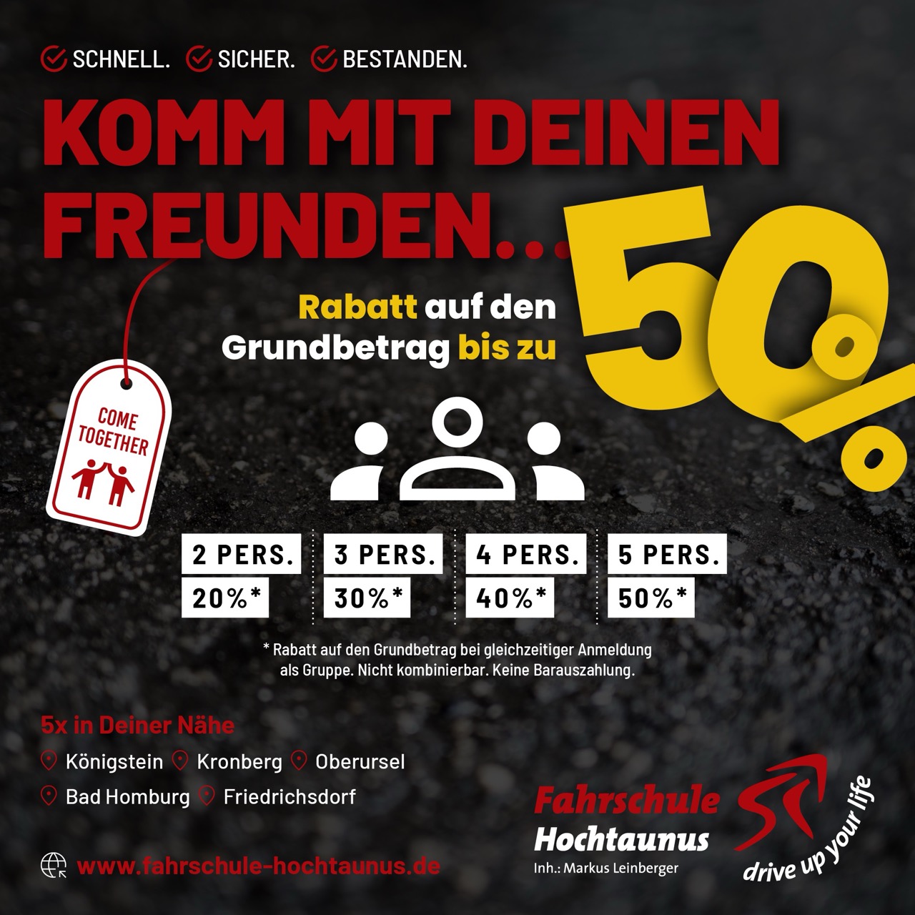 Komm mit deinen Freunden – Bis zu 50 % Rabatt auf den Grundbetrag