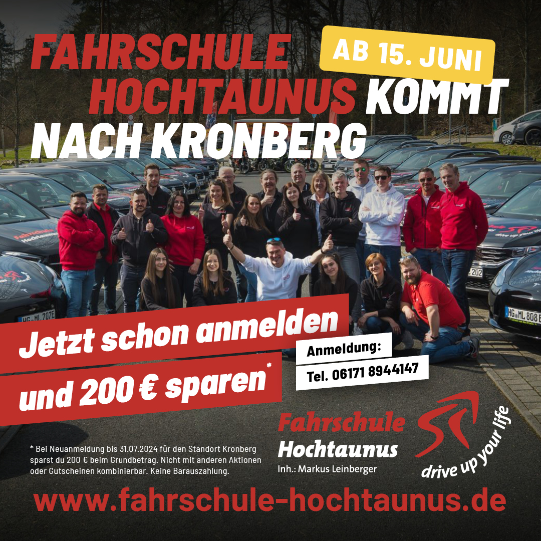 Ab 15. Juni – Fahrschule Hochtaunus kommt nach Kronberg